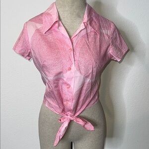 Mika Piirainen X Marimekko Vintage 90’s Geometric Cotton Tie Front Top